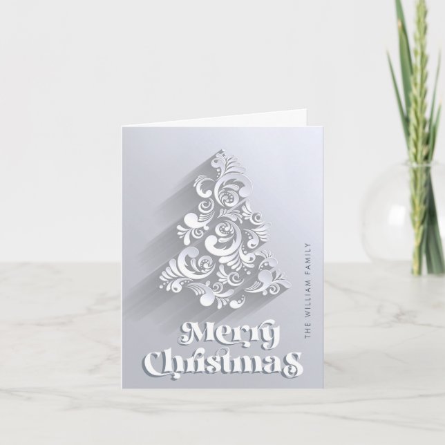 Modern Ornament Christmas Tree Greeting Holiday Card (Front)