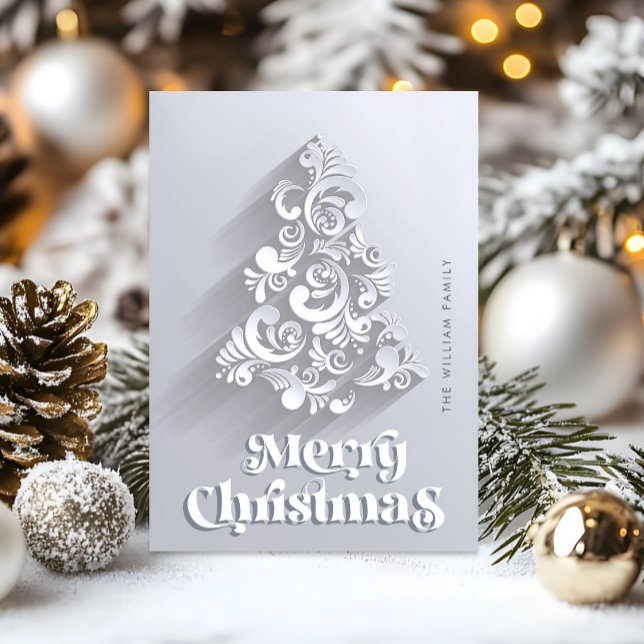 Modern Ornament Christmas Tree Greeting Holiday Card (Creator Uploaded)