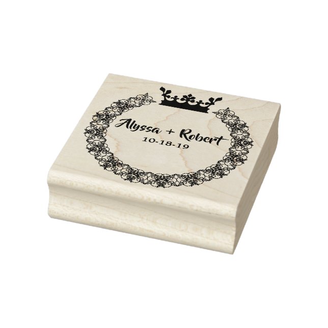 Modern Ornamental Wreath With Crown Design Rubber Stamp (Stamp)