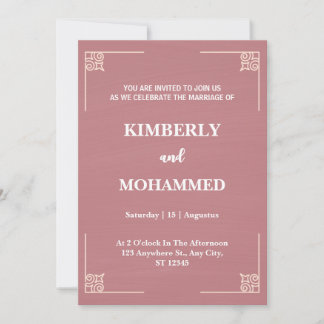 Modern Ornate Borders Crepe Pink wedding Invitatio Invitation