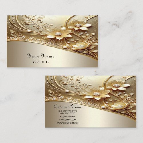 Modern Ornate Gold Floral Business Card