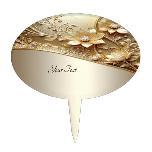Modern Ornate Gold Floral Cake Topper