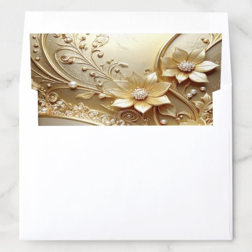 Modern Ornate Gold Floral Envelope Liner