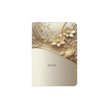 Modern Ornate Gold Floral Passport Holder