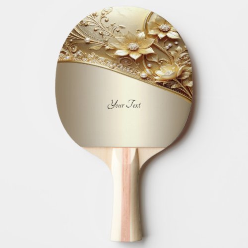 Modern Ornate Gold Floral Ping Pong Paddle
