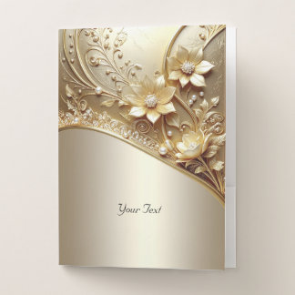 Modern Ornate Gold Floral Pocket Folder