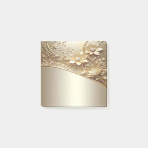 Modern Ornate Gold Floral Post it Notes