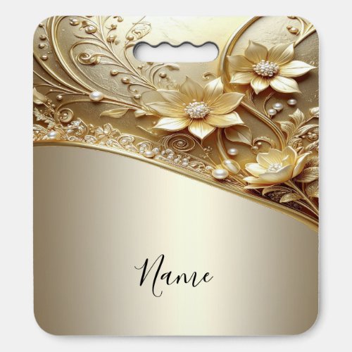 Modern Ornate Gold Floral Stadium Seat Cushion
