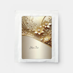 Modern Ornate Gold Floral Tea Bag Drink Mix