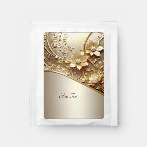 Modern Ornate Gold Floral Tea Bag Drink Mix