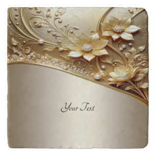Modern Ornate Gold Floral Trivet