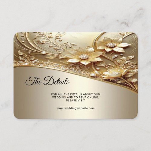Modern Ornate Gold Floral with Pearls Detail Enclosure Card