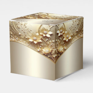 Modern Ornate Gold Floral with Pearls Favor Box