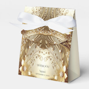 Modern Ornate Gold Floral with Pearls Favor Box