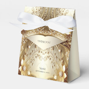 Modern Ornate Gold Floral with Pearls Favor Box