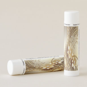 Modern Ornate Gold Floral with Pearls Lip Balm