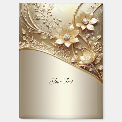 Modern Ornate Gold Floral with Pearls Magnet