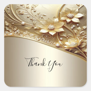 Modern Ornate Gold Floral with Pearls Sticker