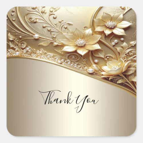 Modern Ornate Gold Floral with Pearls Sticker