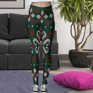 Modern Ornate Knitted Christmas Pattern Women Gift Leggings