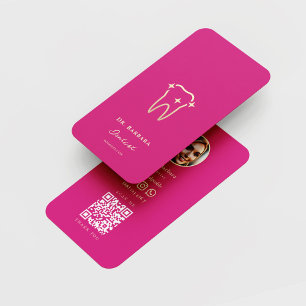 MODERN ORTHODONTIST TOOTH DENTIST PINK BUSINESS CARD