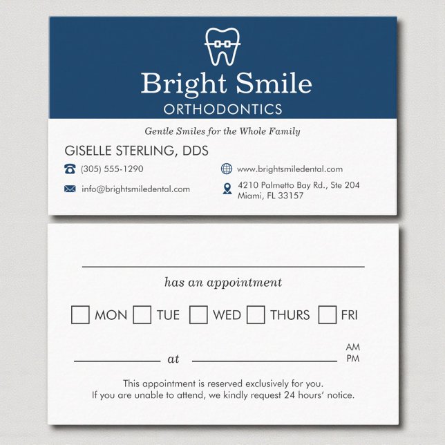 Modern Orthodontist Visit Appointment Reminder Card (Creator Uploaded)