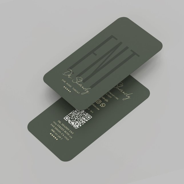 Modern Otolaryngologist Specialist ENT Dark Green Business Card (Modern Otolaryngologist Specialist ENT Dark Green Business Card
)