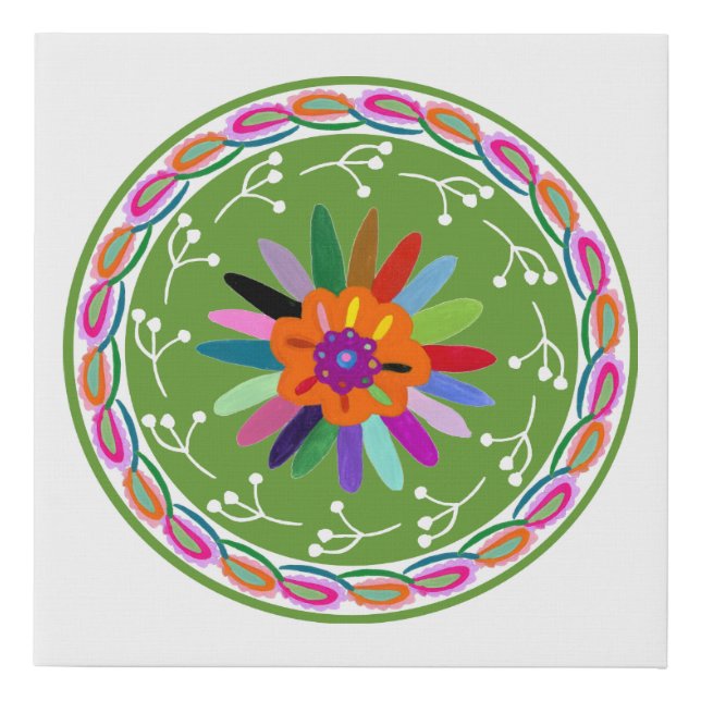 Modern Otomi Design Faux Canvas Print (Front)