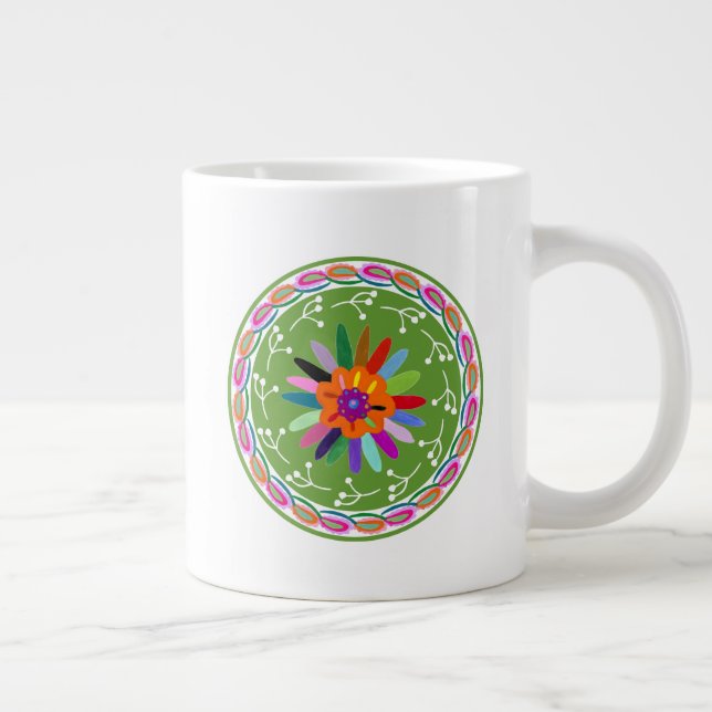 Modern Otomi Design Giant Coffee Mug (Right)