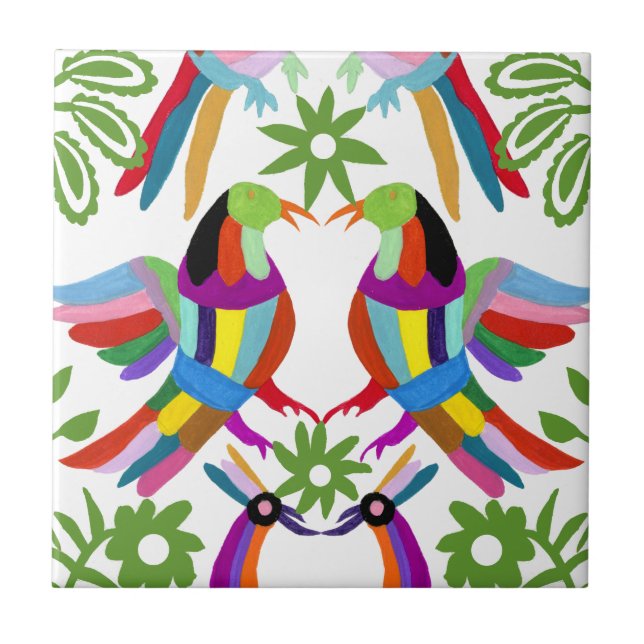 Modern Otomi Design III Ceramic Tile (Front)