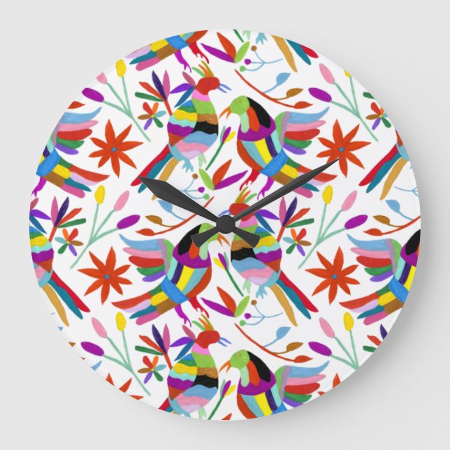 Modern Otomi Design III Large Clock (Front)