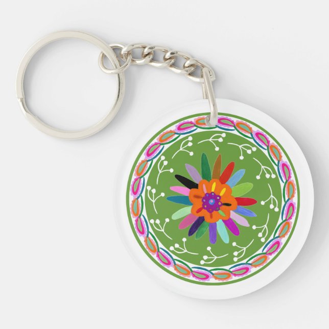 Modern Otomi Design Keychain (Front)