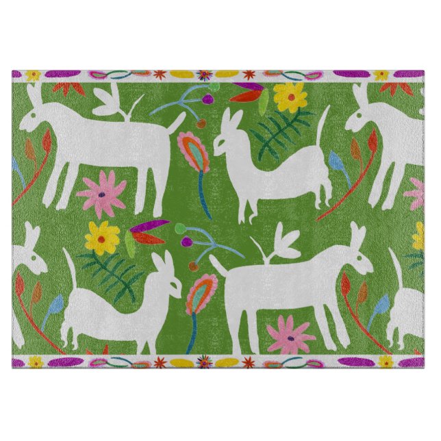 Modern Otomi Design | Llama Donkey Design Cutting Board (Front)