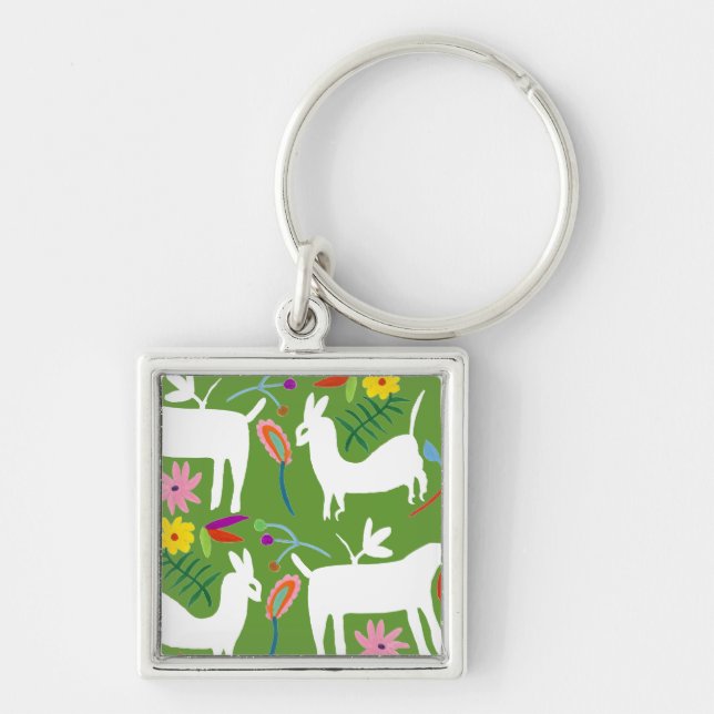 Modern Otomi Design | Llama Donkey Design Keychain (Front)