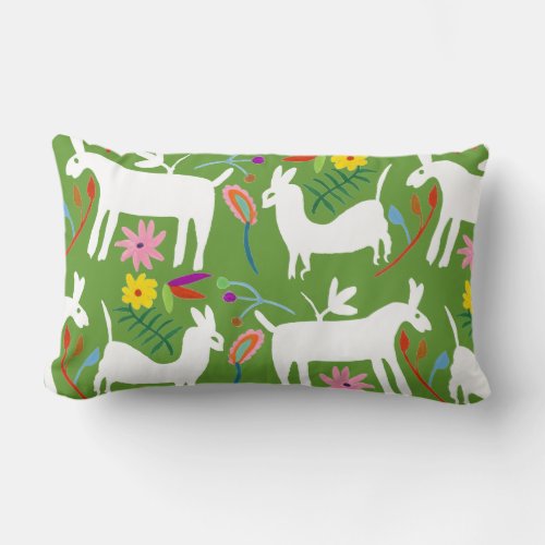 Modern Otomi Design  Llama Donkey Design Lumbar Pillow