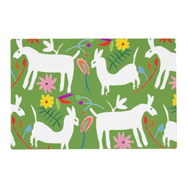 Modern Otomi Design | Llama Donkey Design Placemat (Front)