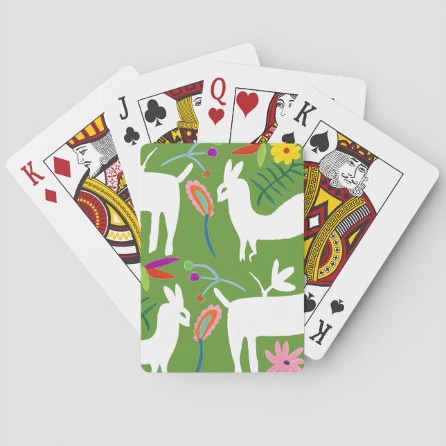 Modern Otomi Design | Llama Donkey Design Poker Cards (Back)