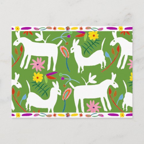 Modern Otomi Design  Llama Donkey Design Postcard