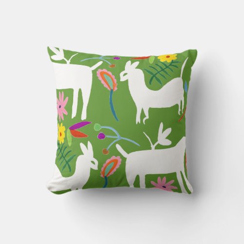 Modern Otomi Design  Llama Donkey Design Throw Pillow