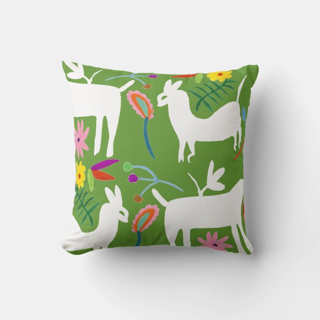 Modern Otomi Design | Llama Donkey Design Throw Pillow (Front)