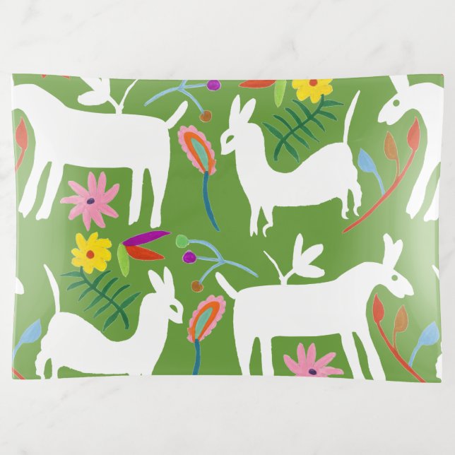 Modern Otomi Design | Llama Donkey Design Trinket Tray (Front)