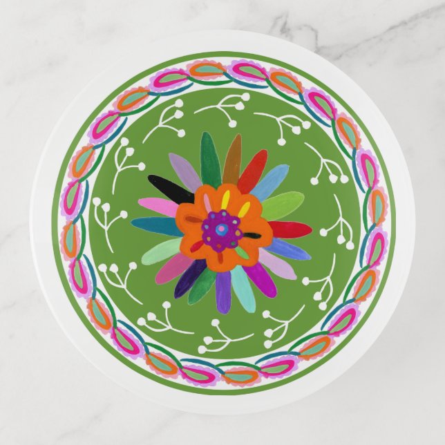 Modern Otomi Design Trinket Tray (Front)