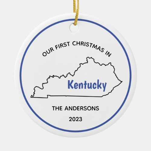Modern Our 1st Christmas in Kentucky Ceramic Ornament