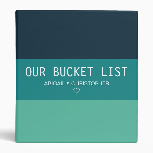 Modern Our Bucket List Couple Keepsake 3 Ring Binder (Front)