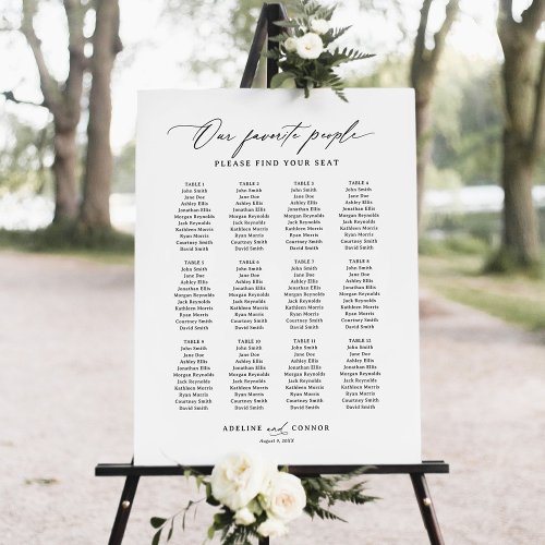 Modern Our Favorite People 12 Table Seating Chart Foam Board