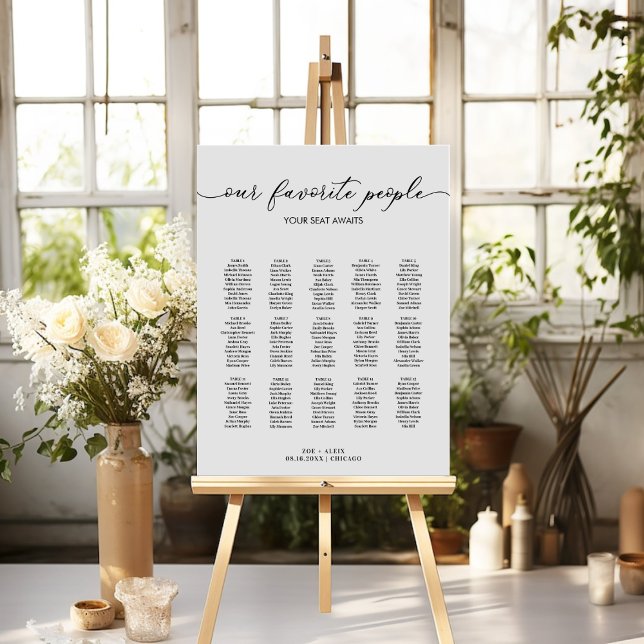 Modern Our Favorite People Wedding Seating Chart Foam Board (Creator Uploaded)