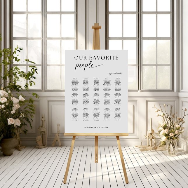 Modern Our Favorite People Wedding Seating Chart Foam Board (Creator Uploaded)
