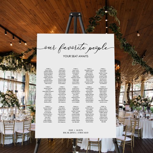 Modern Our Favorite People Wedding Seating Chart Foam Board