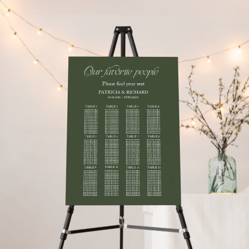 Modern "Our Favorite People" Wedding Seating Chart Foam Board