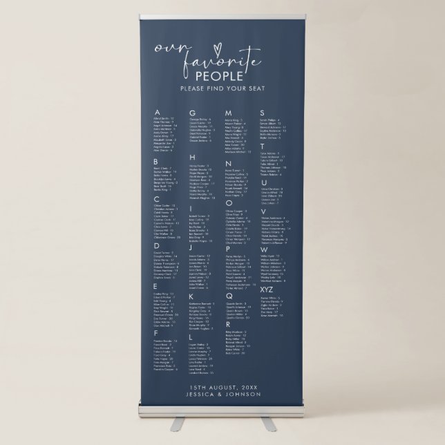 Modern Our Favorite People Wedding Seating Chart  Retractable Banner (Front)